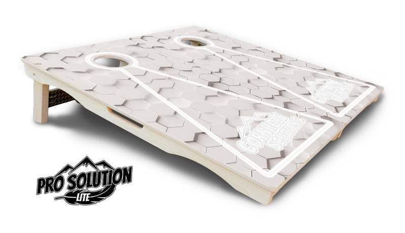 Pro Solution Elite - Glow Hole White Color Options - Professional Tournament Cornhole Boards 3/4" Baltic Birch - Zero Bounce Zero Movement Vertical Interlocking Braces for Extra Weight & Stability +Double Thick Legs +Airmail Blocker