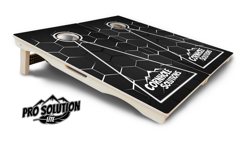 Pro Solution Lite - Glow Hole Black Color Options - Professional Tournament Cornhole Boards 3/4" Baltic Birch - Zero Bounce Zero Movement Vertical Interlocking Braces for Extra Weight & Stability +Double Thick Legs +Airmail Blocker