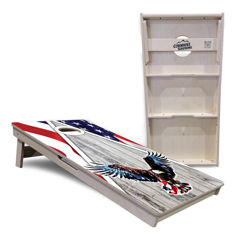 Tournament Boards - Eagle Triangle Whitewash - Professional Tournament 2'x4' Regulation Cornhole Set - 3/4″ Baltic Birch + UV Direct Print + UV Clear Coat