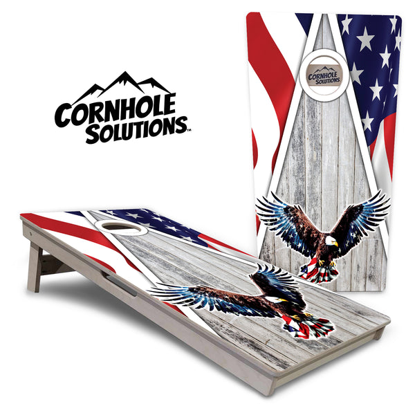 Tournament Boards - Eagle Triangle Whitewash - Professional Tournament 2'x4' Regulation Cornhole Set - 3/4″ Baltic Birch + UV Direct Print + UV Clear Coat