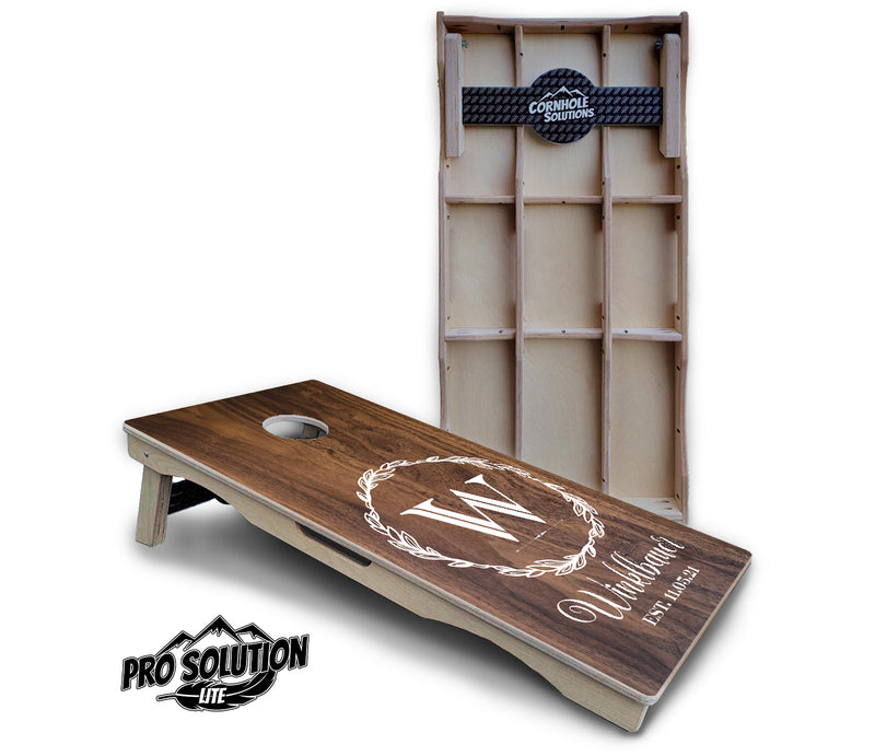 Pro Solution Lite - Wreath Design - Professional Tournament Cornhole Boards 3/4" Baltic Birch - Zero Bounce Zero Movement Vertical Interlocking Braces for Extra Weight & Stability +Double Thick Legs +Airmail Blocker