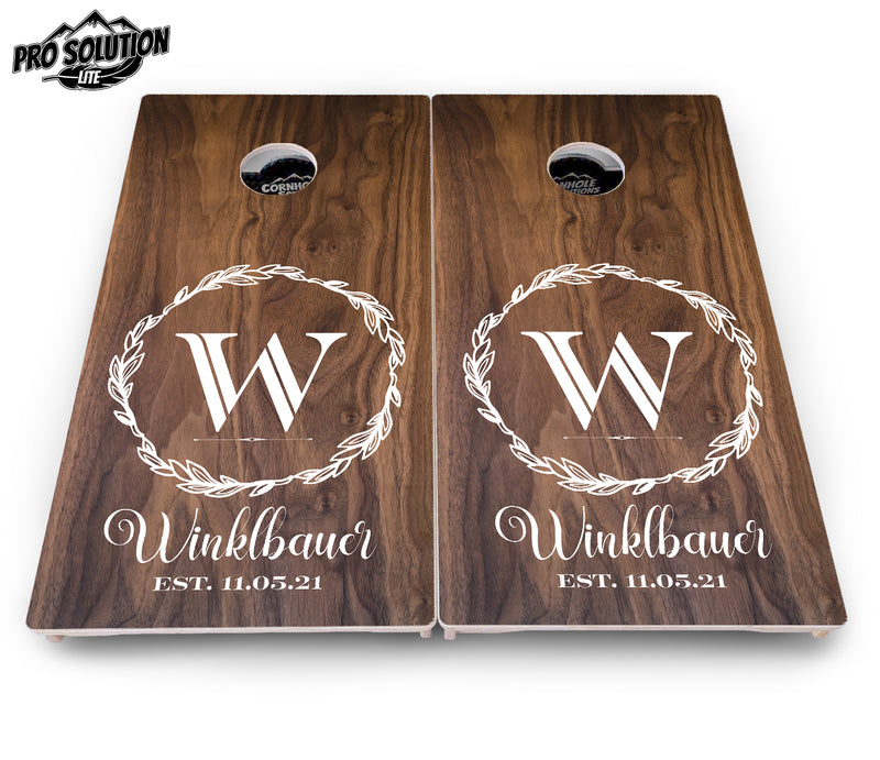 Pro Solution Lite - Wreath Design - Professional Tournament Cornhole Boards 3/4" Baltic Birch - Zero Bounce Zero Movement Vertical Interlocking Braces for Extra Weight & Stability +Double Thick Legs +Airmail Blocker