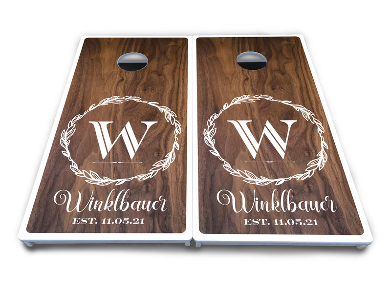 Waterproof - Wreath Design - All Weather Boards "Outdoor Solution" 18mm(3/4")Direct UV Printed - Regulation 2' by 4' Cornhole Boards (Set of 2 Boards) Double Thick Legs, with Leg Brace & Dual Support Braces!