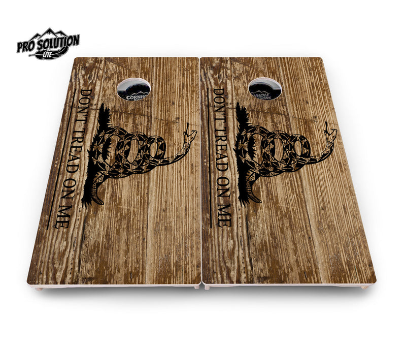 Pro Solution Elite - Wood Flag & Don't Tread On Me Design Options - Professional Tournament Cornhole Boards 3/4" Baltic Birch - Zero Bounce Zero Movement Vertical Interlocking Braces for Extra Weight & Stability +Double Thick Legs +Airmail Blocker