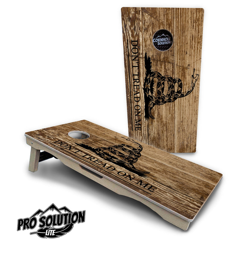 Pro Solution Elite - Wood Flag & Don't Tread On Me Design Options - Professional Tournament Cornhole Boards 3/4" Baltic Birch - Zero Bounce Zero Movement Vertical Interlocking Braces for Extra Weight & Stability +Double Thick Legs +Airmail Blocker