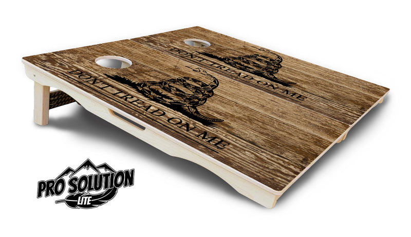 Pro Solution Elite - Wood Flag & Don't Tread On Me Design Options - Professional Tournament Cornhole Boards 3/4" Baltic Birch - Zero Bounce Zero Movement Vertical Interlocking Braces for Extra Weight & Stability +Double Thick Legs +Airmail Blocker