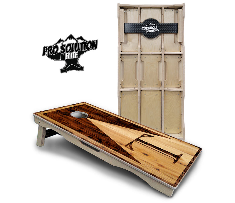 Pro Solution Elite - Wood Letter Design Split - Professional Tournament Cornhole Boards 3/4" Baltic Birch - Zero Bounce Zero Movement Vertical Interlocking Braces for Extra Weight & Stability +Double Thick Legs +Airmail Blocker