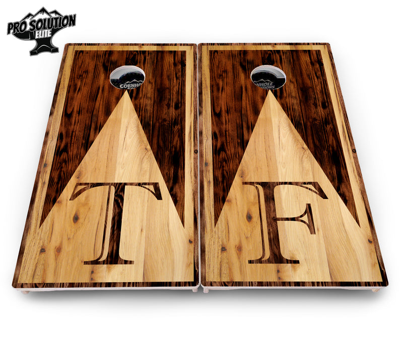 Pro Solution Elite - Wood Letter Design Split - Professional Tournament Cornhole Boards 3/4" Baltic Birch - Zero Bounce Zero Movement Vertical Interlocking Braces for Extra Weight & Stability +Double Thick Legs +Airmail Blocker