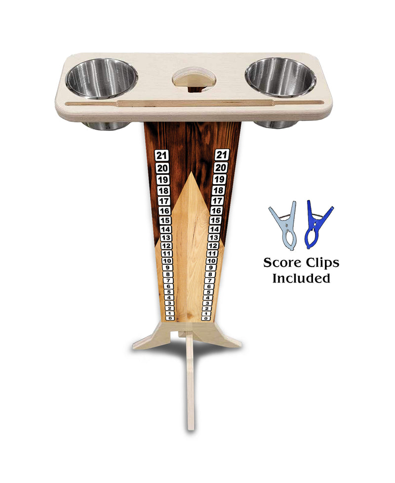 Scoring Solution - Wooden Triangle Design (2 Stainless Steel Cups & 2 Clips Included per Stand) 18mm(3/4″) Baltic Birch!