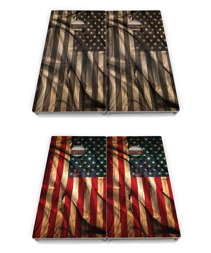 Tournament Boards - Wooden Waving Flag Options - Professional Tournament 2'x4' Regulation Cornhole Set - 3/4″ Baltic Birch + UV Direct Print + UV Clear Coat