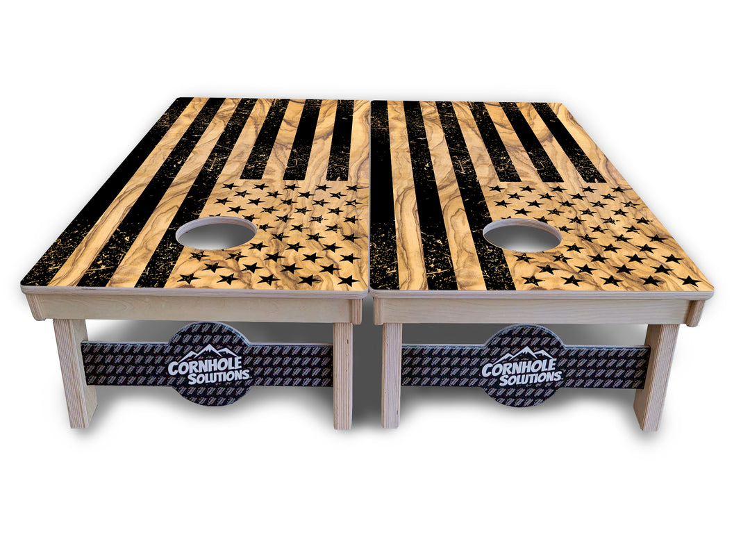 Light Wood Flag Cornhole Boards - Professional Tournament Series