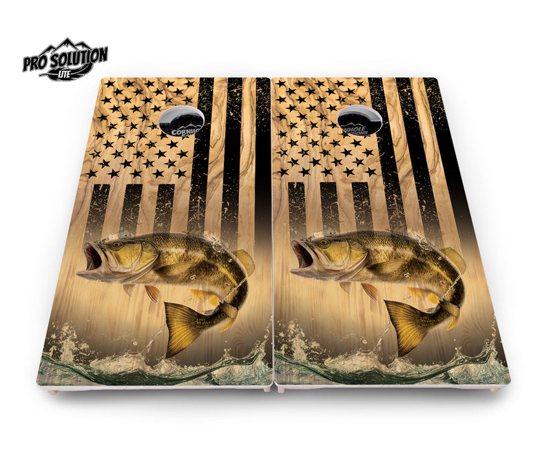 Pro Solution Elite - Wooden Deer & Fish Flag Design Options - Professional Tournament Cornhole Boards 3/4" Baltic Birch - Zero Bounce Zero Movement Vertical Interlocking Braces for Extra Weight & Stability +Double Thick Legs +Airmail Blocker