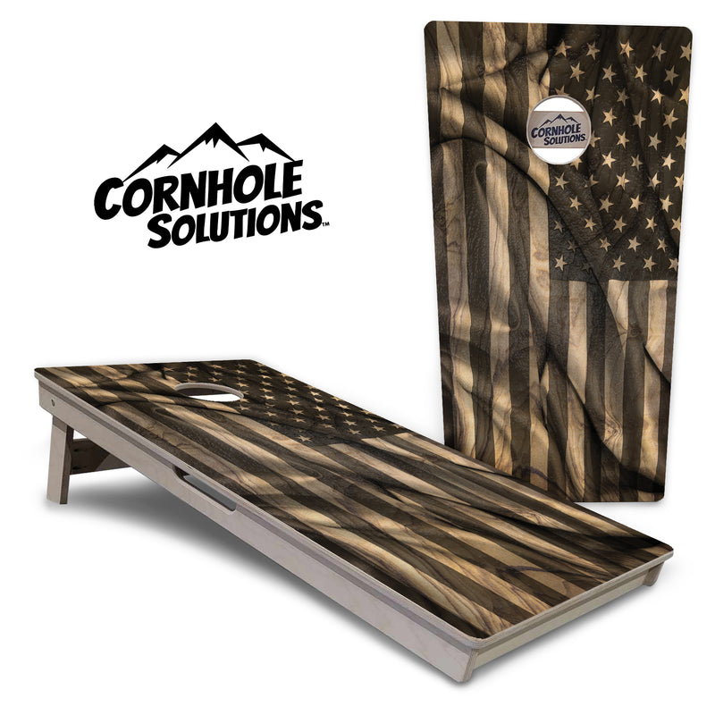 Tournament Boards - USA Wood Flag Design - Professional Tournament 2'x4' Regulation Cornhole Set - 3/4″ Baltic Birch + UV Direct Print + UV Clear Coat