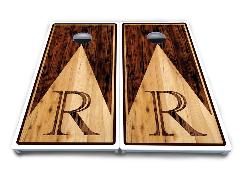 Waterproof - Wood Letter Design - All Weather Boards "Outdoor Solution" 18mm(3/4")Direct UV Printed - Regulation 2' by 4' Cornhole Boards (Set of 2 Boards) Double Thick Legs, with Leg Brace & Dual Support Braces!