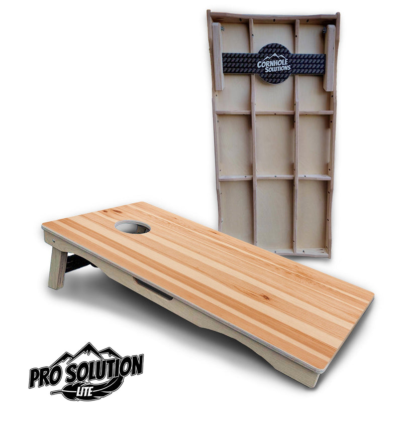 Pro Solution Elite - Pine Wood - Professional Tournament Cornhole Boards 3/4" Baltic Birch - Zero Bounce Zero Movement Vertical Interlocking Braces for Extra Weight & Stability +Double Thick Legs +Airmail Blocker