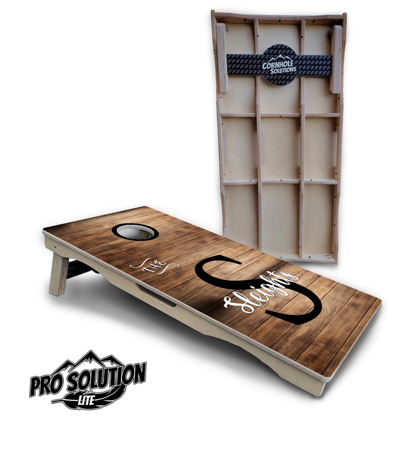 Pro Solution Lite - Wood Slat Letter Name Set - Professional Tournament Cornhole Boards 3/4" Baltic Birch - Zero Bounce Zero Movement Vertical Interlocking Braces for Extra Weight & Stability +Double Thick Legs +Airmail Blocker