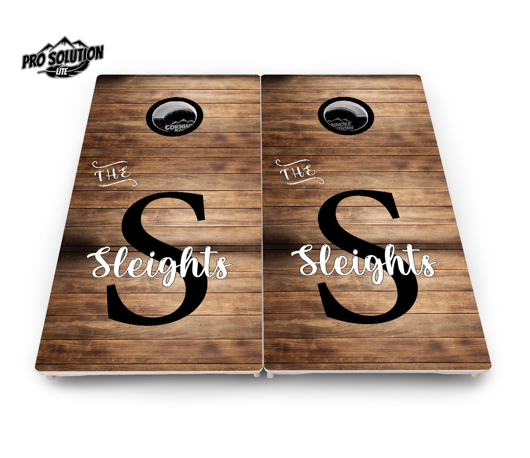 Wood Slat Letter Name Cornhole Boards - Pro Solution Lite Series