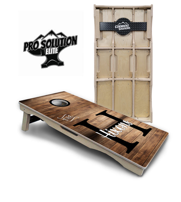 Pro Solution Elite - Wood Slat Name Design - Professional Tournament Cornhole Boards 3/4" Baltic Birch - Zero Bounce Zero Movement Vertical Interlocking Braces for Extra Weight & Stability +Double Thick Legs +Airmail Blocker