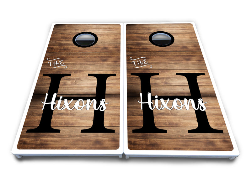 Waterproof - Wood Slat Name Design - All Weather Boards "Outdoor Solution" 18mm(3/4")Direct UV Printed - Regulation 2' by 4' Cornhole Boards (Set of 2 Boards) Double Thick Legs, with Leg Brace & Dual Support Braces!