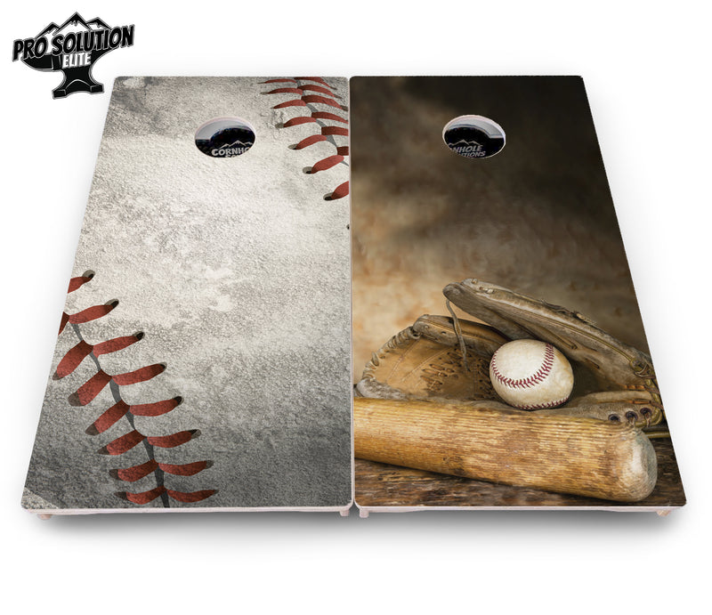 Pro Solution Elite - Worn Baseball & Glove Design Options - Professional Tournament Cornhole Boards 3/4" Baltic Birch - Zero Bounce Zero Movement Vertical Interlocking Braces for Extra Weight & Stability +Double Thick Legs +Airmail Blocker