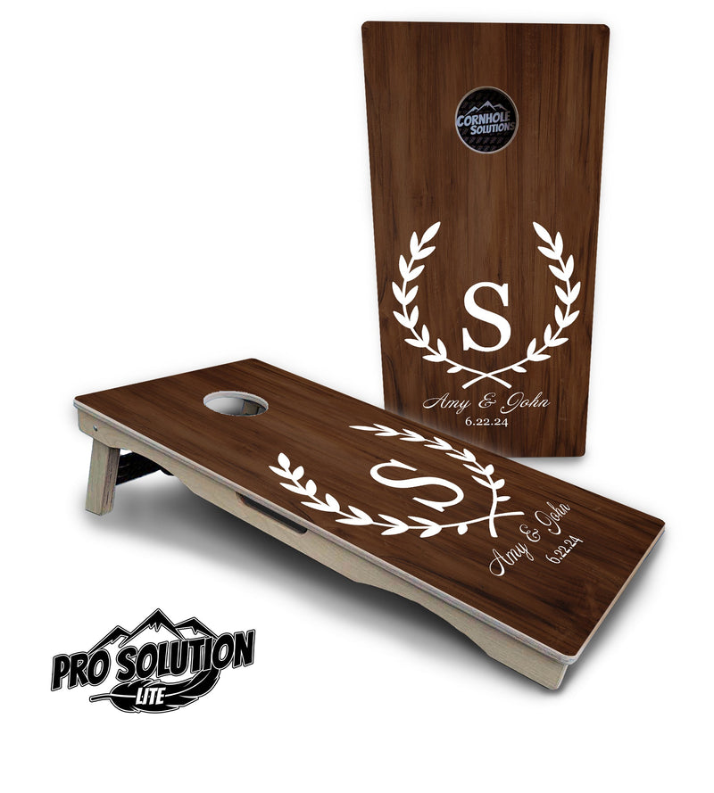 Pro Solution Elite - Wreath Letter Design - Professional Tournament Cornhole Boards 3/4" Baltic Birch - Zero Bounce Zero Movement Vertical Interlocking Braces for Extra Weight & Stability +Double Thick Legs +Airmail Blocker