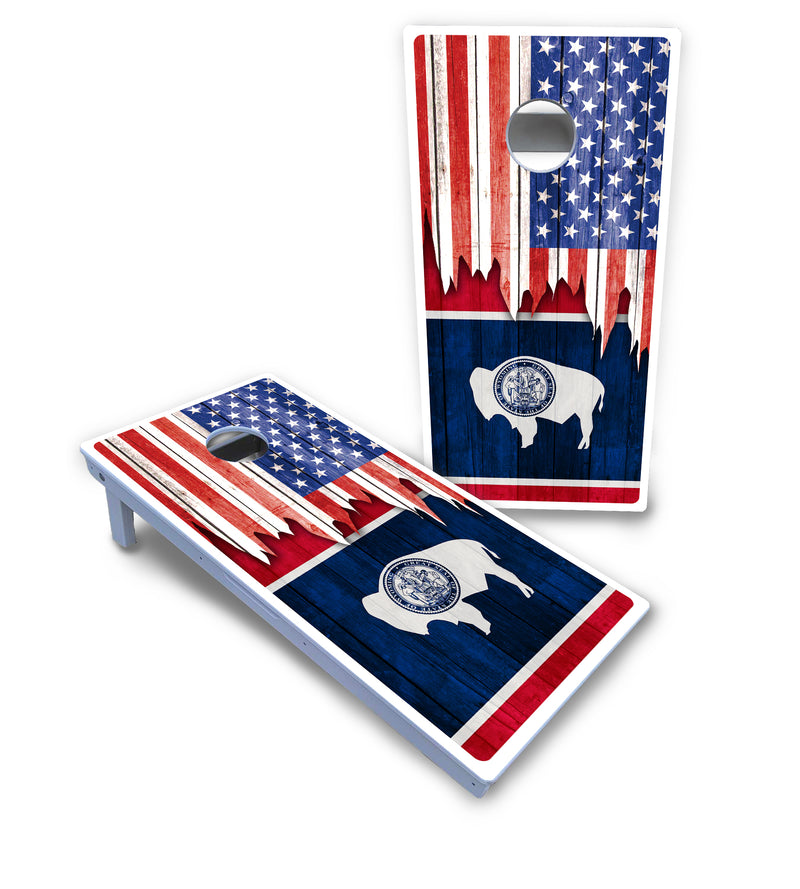 Waterproof - State Flag Designs South Dakota to Wyoming - All Weather Boards "Outdoor Solution" 18mm(3/4")Direct UV Printed - Regulation 2' by 4' Cornhole Boards (Set of 2 Boards) Double Thick Legs, with Leg Brace & Dual Support Braces!