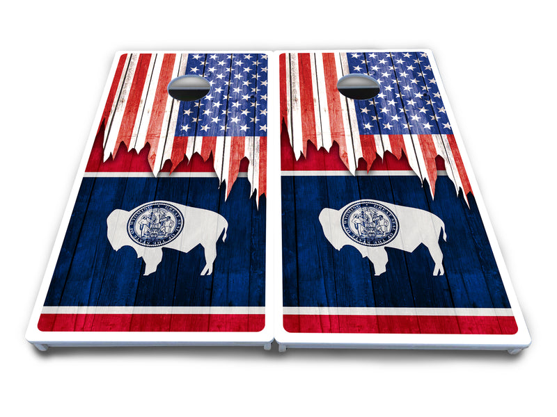 Waterproof - State Flag Designs South Dakota to Wyoming - All Weather Boards "Outdoor Solution" 18mm(3/4")Direct UV Printed - Regulation 2' by 4' Cornhole Boards (Set of 2 Boards) Double Thick Legs, with Leg Brace & Dual Support Braces!