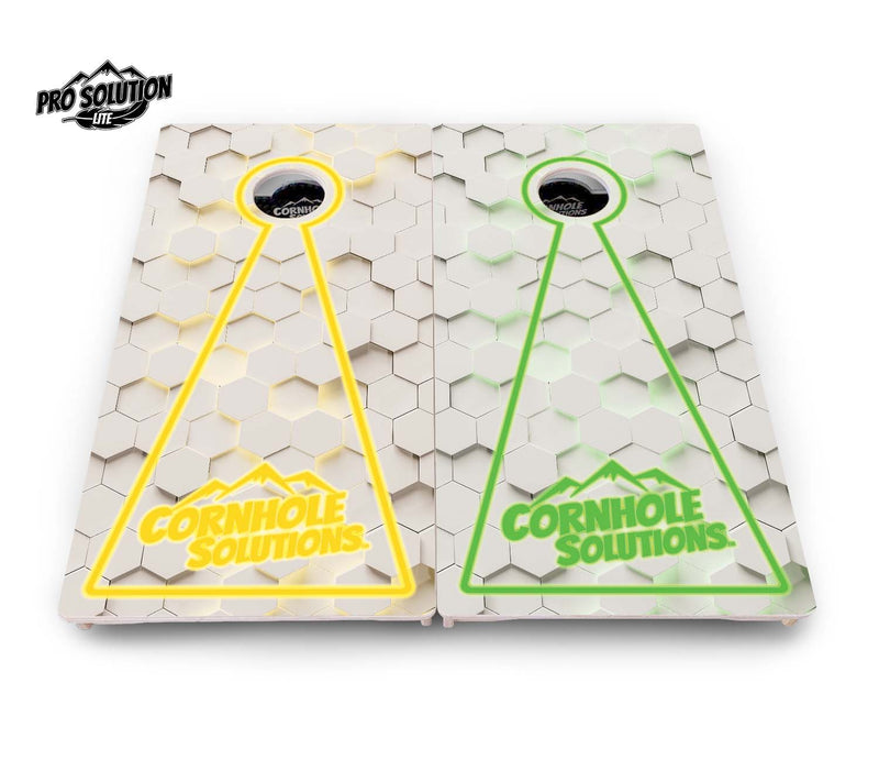 Pro Solution Elite - Glow Hole White Color Options - Professional Tournament Cornhole Boards 3/4" Baltic Birch - Zero Bounce Zero Movement Vertical Interlocking Braces for Extra Weight & Stability +Double Thick Legs +Airmail Blocker