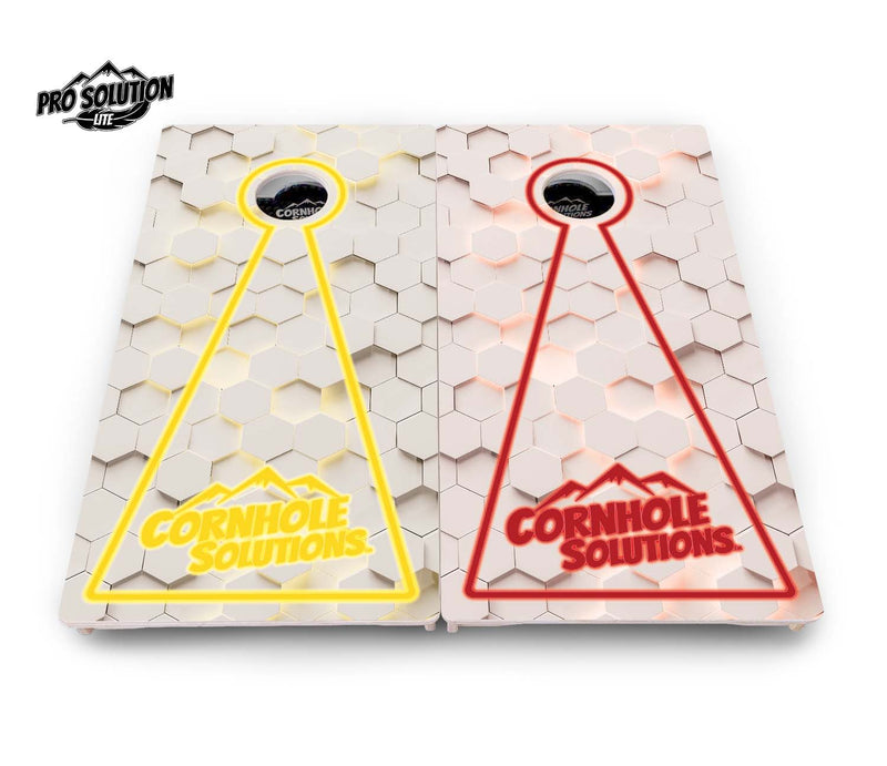 Pro Solution Elite - Glow Hole White Color Options - Professional Tournament Cornhole Boards 3/4" Baltic Birch - Zero Bounce Zero Movement Vertical Interlocking Braces for Extra Weight & Stability +Double Thick Legs +Airmail Blocker