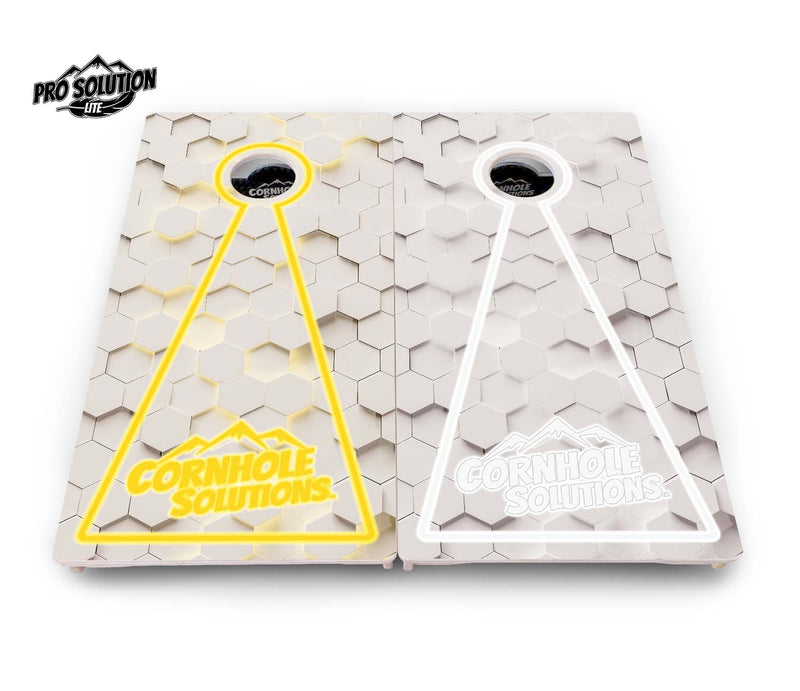 Pro Solution Elite - Glow Hole White Color Options - Professional Tournament Cornhole Boards 3/4" Baltic Birch - Zero Bounce Zero Movement Vertical Interlocking Braces for Extra Weight & Stability +Double Thick Legs +Airmail Blocker