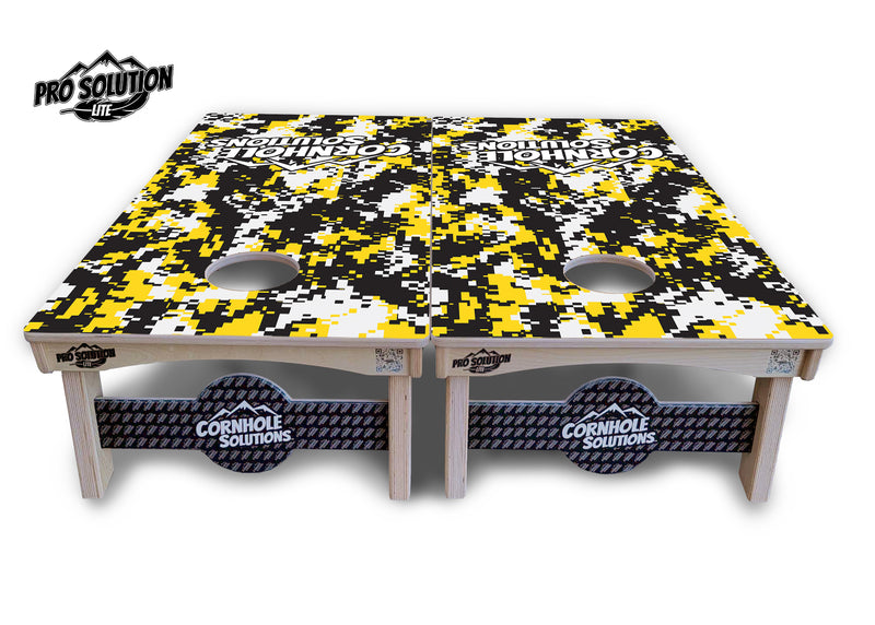 Pro Solution Lite - Digital Camo - Professional Tournament Cornhole Boards 3/4" Baltic Birch - Zero Bounce Zero Movement Vertical Interlocking Braces for Extra Weight & Stability +Double Thick Legs +Airmail Blocker