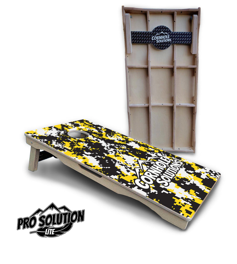 Pro Solution Lite - Digital Camo - Professional Tournament Cornhole Boards 3/4" Baltic Birch - Zero Bounce Zero Movement Vertical Interlocking Braces for Extra Weight & Stability +Double Thick Legs +Airmail Blocker