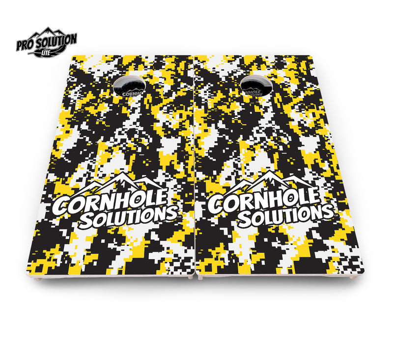 Pro Solution Lite - Digital Camo - Professional Tournament Cornhole Boards 3/4" Baltic Birch - Zero Bounce Zero Movement Vertical Interlocking Braces for Extra Weight & Stability +Double Thick Legs +Airmail Blocker