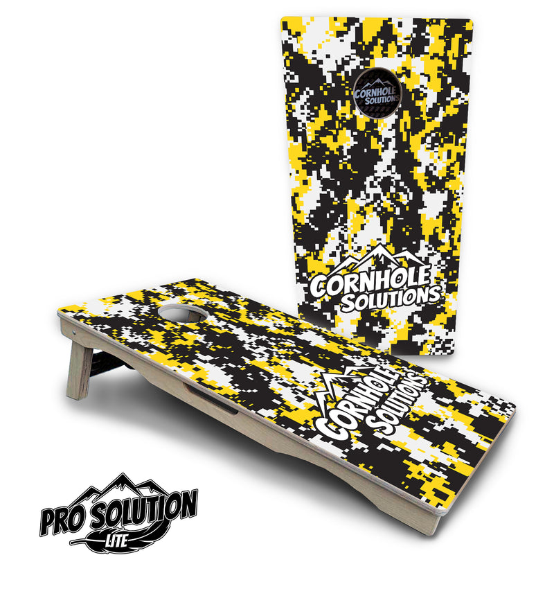 Pro Solution Lite - Digital Camo - Professional Tournament Cornhole Boards 3/4" Baltic Birch - Zero Bounce Zero Movement Vertical Interlocking Braces for Extra Weight & Stability +Double Thick Legs +Airmail Blocker