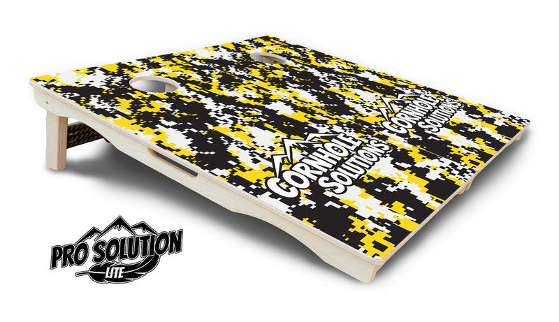 Pro Solution Lite - Digital Camo - Professional Tournament Cornhole Boards 3/4" Baltic Birch - Zero Bounce Zero Movement Vertical Interlocking Braces for Extra Weight & Stability +Double Thick Legs +Airmail Blocker