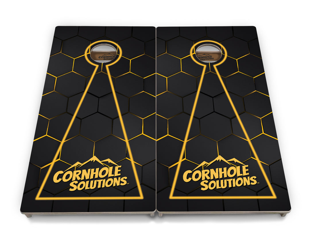 Glow Hole Black Backgound Cornhole Boards - Professional Tournament Series