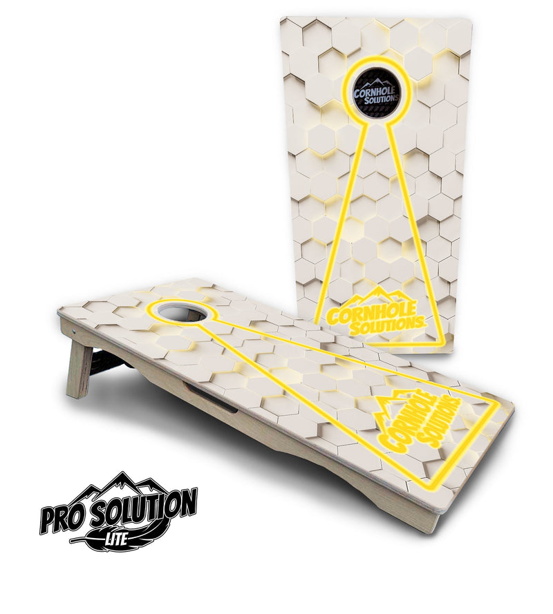 Pro Solution Elite - Glow Hole White Color Options - Professional Tournament Cornhole Boards 3/4" Baltic Birch - Zero Bounce Zero Movement Vertical Interlocking Braces for Extra Weight & Stability +Double Thick Legs +Airmail Blocker