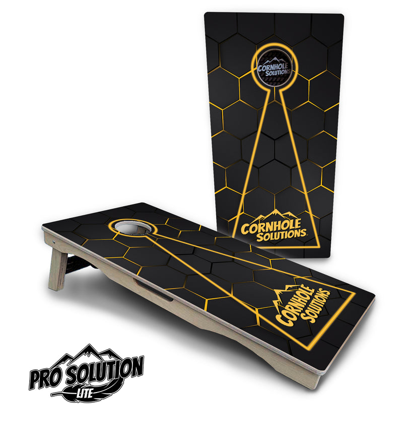 Pro Solution Lite - Glow Hole Black Color Options - Professional Tournament Cornhole Boards 3/4" Baltic Birch - Zero Bounce Zero Movement Vertical Interlocking Braces for Extra Weight & Stability +Double Thick Legs +Airmail Blocker