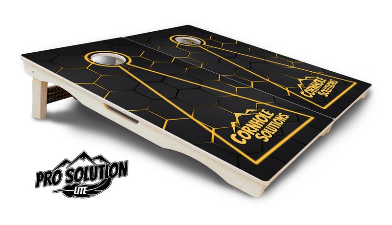 Pro Solution Lite - Glow Hole Black Color Options - Professional Tournament Cornhole Boards 3/4" Baltic Birch - Zero Bounce Zero Movement Vertical Interlocking Braces for Extra Weight & Stability +Double Thick Legs +Airmail Blocker