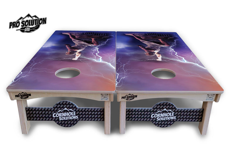 Pro Solution Lite - Greek Mythology Design Options - Professional Tournament Cornhole Boards 3/4" Baltic Birch - Zero Bounce Zero Movement Vertical Interlocking Braces for Extra Weight & Stability +Double Thick Legs +Airmail Blocker