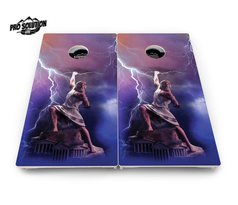 Pro Solution Lite - Greek Mythology Design Options - Professional Tournament Cornhole Boards 3/4" Baltic Birch - Zero Bounce Zero Movement Vertical Interlocking Braces for Extra Weight & Stability +Double Thick Legs +Airmail Blocker