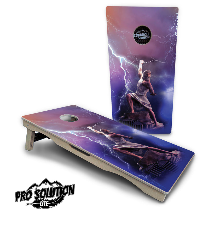 Pro Solution Lite - Greek Mythology Design Options - Professional Tournament Cornhole Boards 3/4" Baltic Birch - Zero Bounce Zero Movement Vertical Interlocking Braces for Extra Weight & Stability +Double Thick Legs +Airmail Blocker